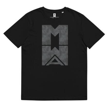 Unisex organic cotton t-shirt - Black/Grey - Many Worlds Art Logo